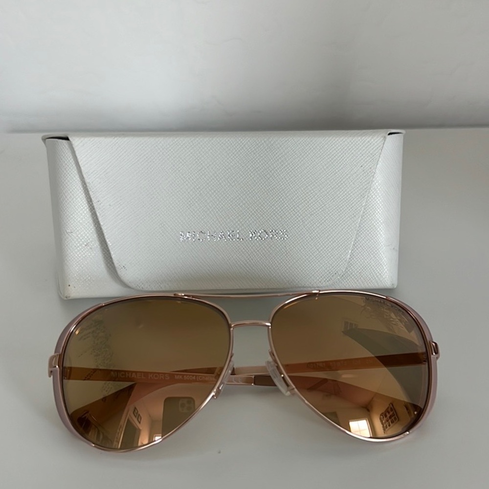 Michael Kors Sporty Rose Gold Aviator Sunglasses